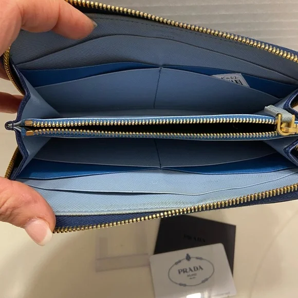 Authentic Prada Long Blue Saffiano Leather Wallet Luxury Designer - Picture 10 of 14